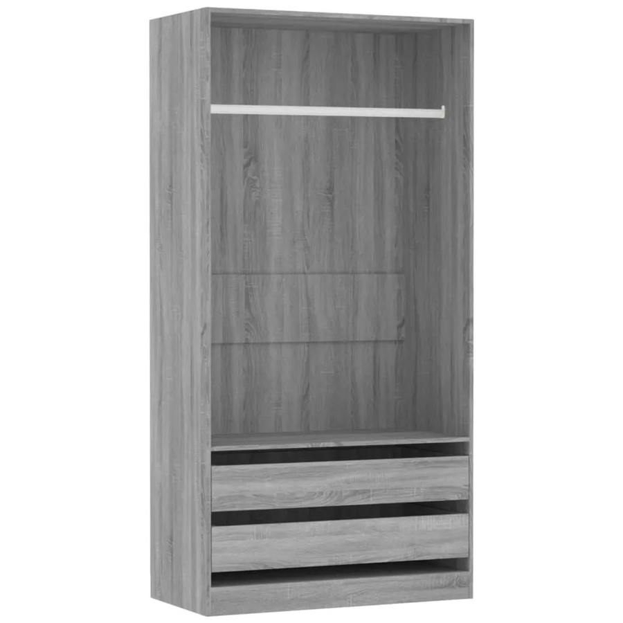 vidaXL Kleiderschrank Sonoma Grau aus Holzwerkstoff mit integrierten Schubladen, B/T/H: 100 x 50 x 200 cm - Bild 2