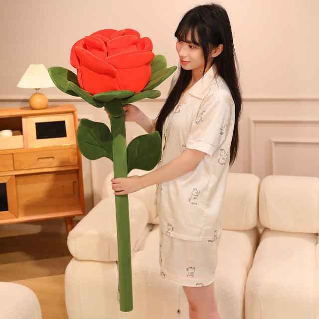 Yiran toy Simulation Rose Blume Plüschtier Kissen, Rosa Rote Streifen, 110cm - Bild 1