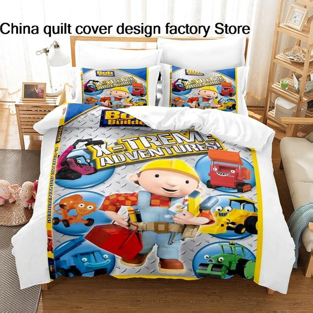 Bob der Baumeister Bettwäsche-Set mit 3D-Druck für Kinder, bestehend aus Bettbezug und Kissenbezug, Mehrfarbig, B/H: 245 x 210 cm - Bild 1