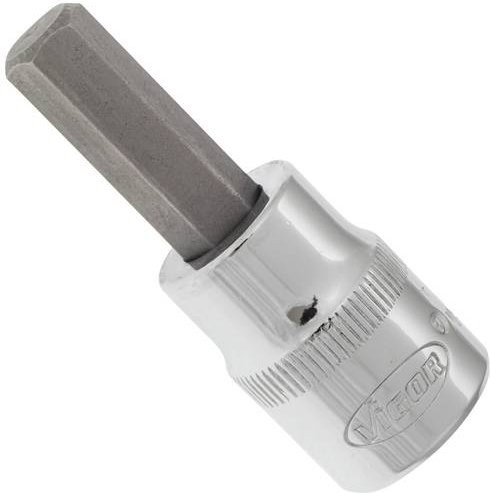 Vigor Schraubendreher-Einsatz V2280N mit Innenvierkant 3/8 Zoll und Innensechskant-Profil in Silber, Gesamtlänge: 49 mm - Bild 1