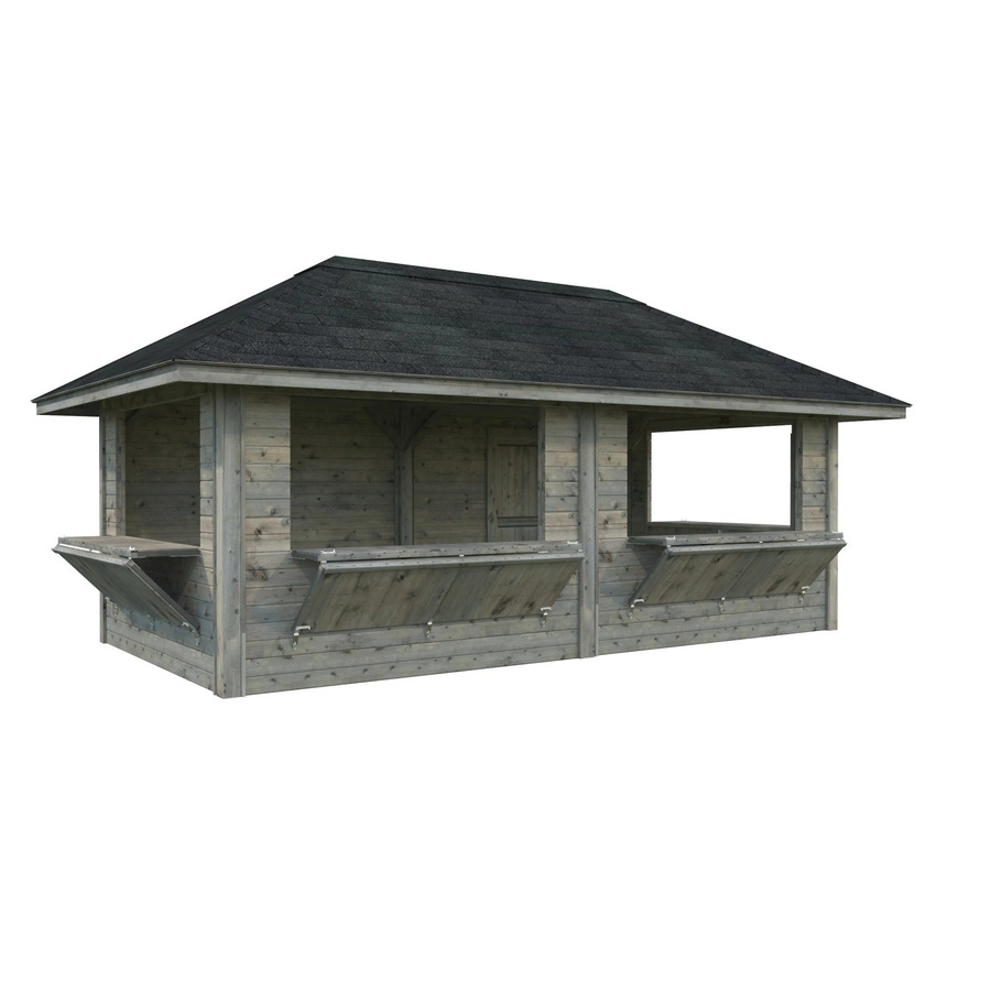 Marktstand PALMAKO Bianca Set 112 aus Fichtenholz in Grau mit Pyramidendach, B/T/H: 588 x 300 x 319 cm - Bild 2