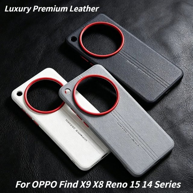 Luxuriöse Business-Leder-Handyhülle für OPPO Find X9 Ultra X9s X8s+ Pro Ultra Reno15 Pro Max 14 in Schwarz oder Grau - Bild 1