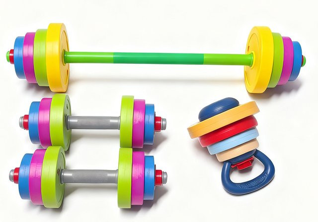 Kinder-Hantel Fitness-Gewichtheben Langhantel Kettlebell, Sport-Spielzeug, Kunststoff, Verstellbar - Bild 1