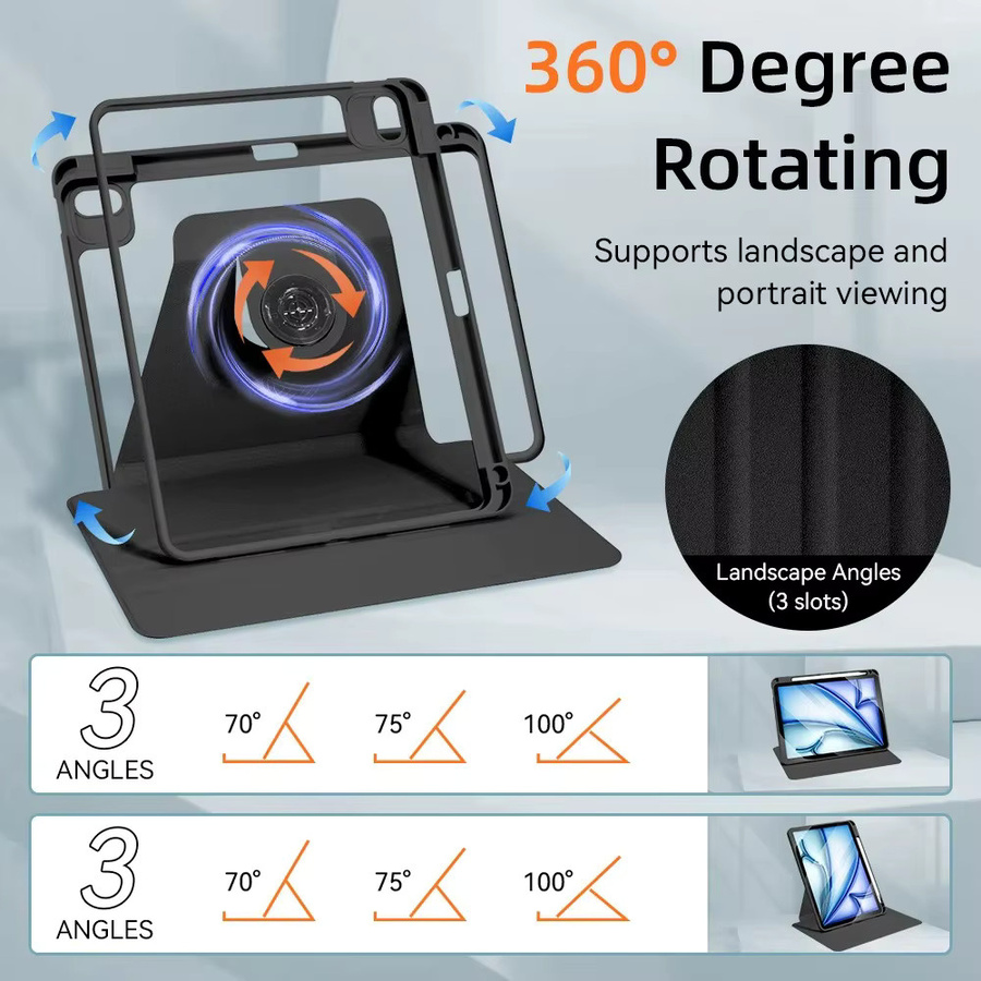ZNOVAY 360 Grad drehbare Schutzhülle für iPad Air und iPad Pro in Schwarz - Bild 4