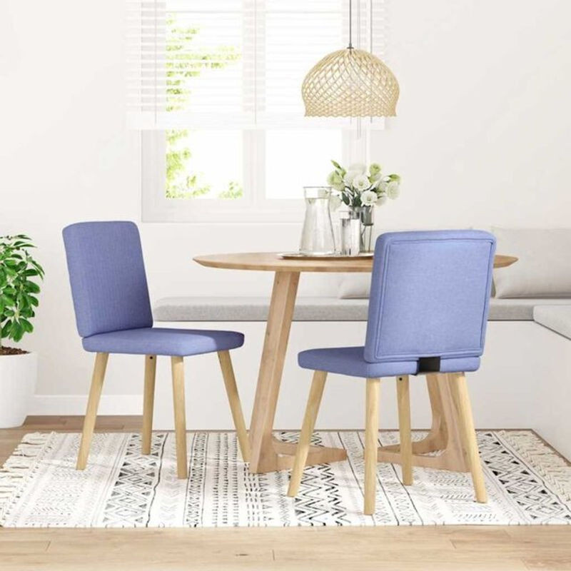 Set aus 2 Polsterstühlen von Vidaxl in Blau mit Stoffbezug und Holzbeinen im skandinavischen Design - Bild 1