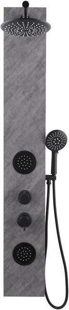 Swiss Aqua Technologies Duschpaneel mit Mischer, Rainshower und Hydromassage in Steindekor Schwarz Matt - Bild 1