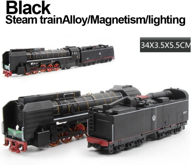 Retro Dampflokomotive Modell, Spielzeug, 1:50, Metall, Schwarz, mit Licht und Sound, ab 6 Jahren - Bild 1