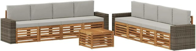 vidaXL Sofagarnitur aus Massivholz Akazie mit 9 Kissen im modernen Latten-Design - Bild 1