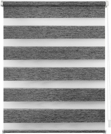 Lichtblick Duo-Rollo Klemmfix gestreift aus Polyester, Farbe: Dunkelgrau, B: 45 cm, H: 150 cm - Bild 1