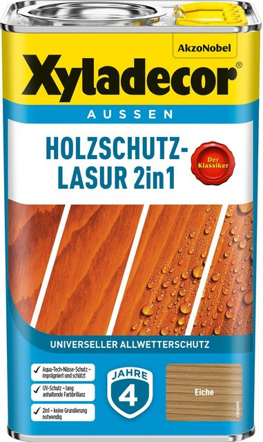 Xyladecor Holzschutz-Lasur 2in1 Eiche matt Braun 2,5 l - Bild 1