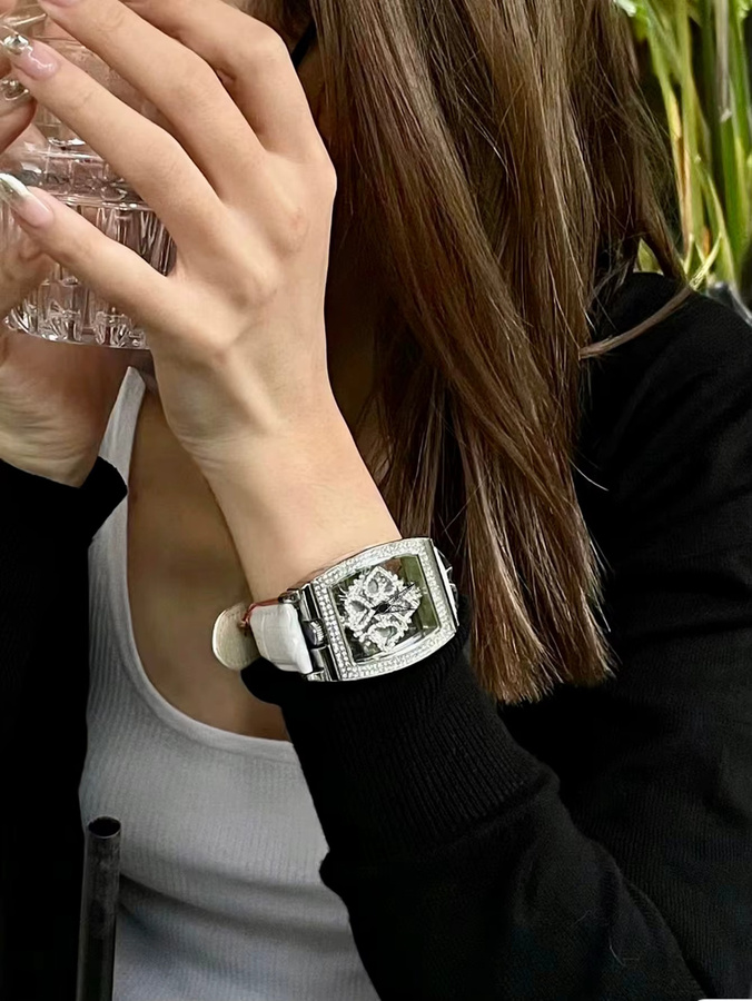 LSVTR Armbanduhr Quarz, Diamant, Weiß, Leder, Damen - Bild 6