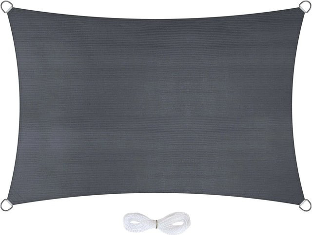 Jardinion Sonnensegel rechteckig aus HDPE in Grau, Breite: 300 cm, Tiefe: 200 cm - Bild 1