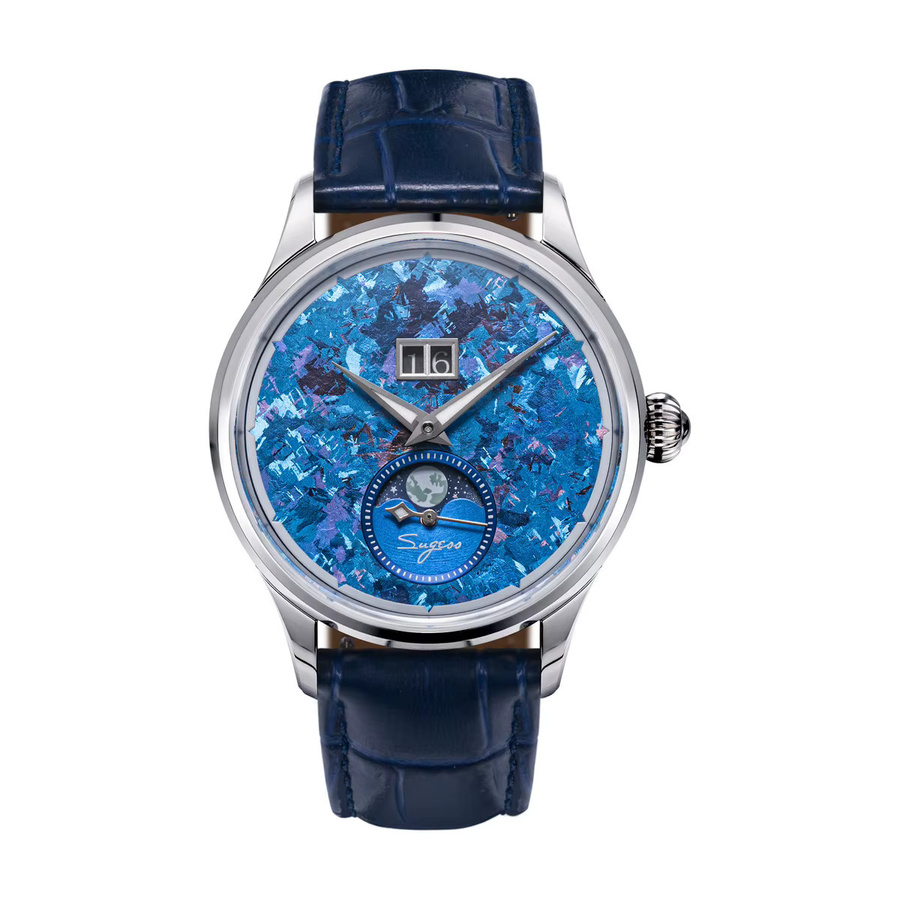 Sugess Armbanduhr, Automatik, Mondphase, Titan, Blau, Herren - Bild 7