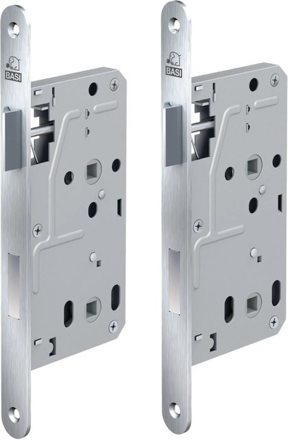 BASI Zimmertürschloss ES 929 BAD DIN Rechts/Links Rundstulp 20 mm Edelstahl Silber 2er Set - Bild 1