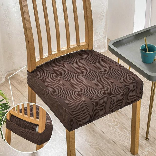 Waschbare Stretch Esszimmerstuhl Sitzbezüge in Kaffeebraun - Bild 1