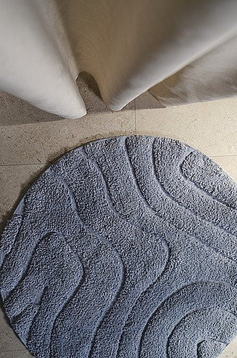 Runde Badematte Jotex STRANDÄNGEN in Blau mit grafischem Design, Durchmesser: 80 cm - Bild 1