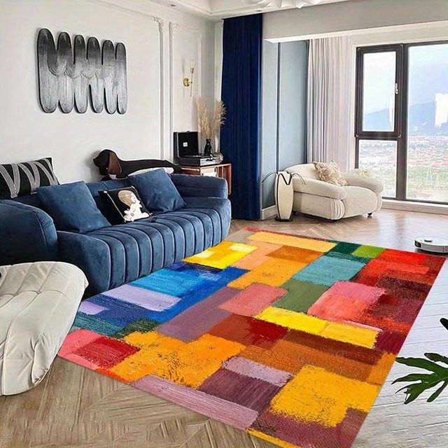 Lodestar Patchwork Boho Stammes-Teppich in Multicolour, geometrisches Design, rutschfest und fleckenbeständig, B/T: 160 x 120 cm - Bild 1