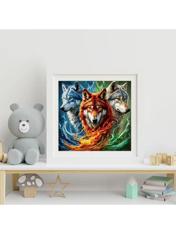 Momoart Diamantmalerei Wolf DIY Set, Tier-Motiv Diamantmosaik in Multicolour, B/B/H: 20 x 20 x 20 cm - Bild 3
