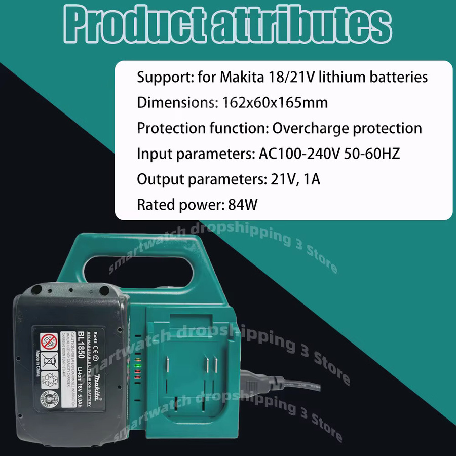 Makita Akku-Ladegerät mit Aufbewahrungshalterung für 18V/20V Akkus - Bild 3