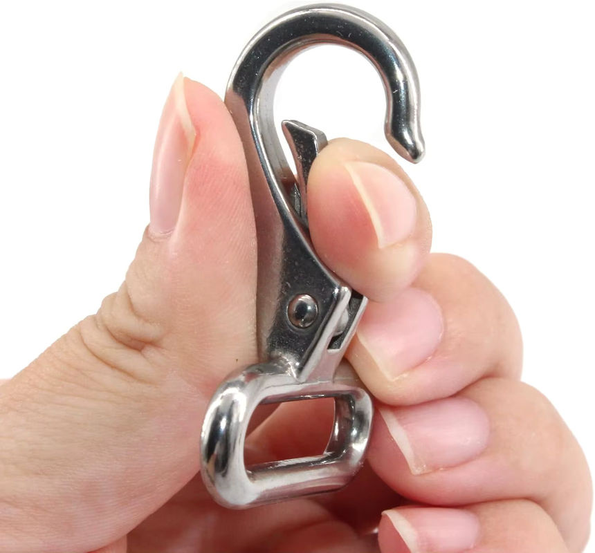 NERISXB Karabinerhaken mit quadratischem Ring aus Edelstahl 316 in Silber für Segelgeräte und Yacht - Bild 3
