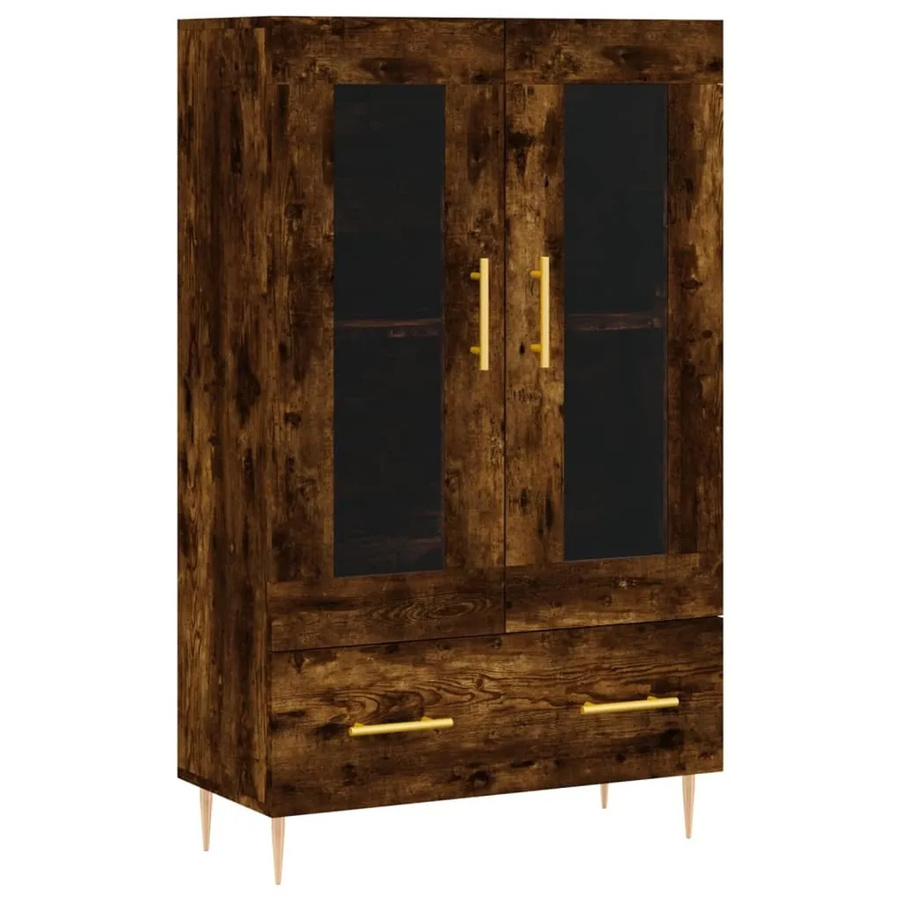 vidaXL Highboard Räuchereiche mit Glastüren in Braun, B/T/H: 69,5 x 31 x 115 cm - Bild 2