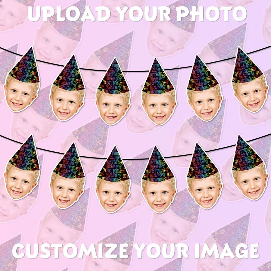 Personalisierte Alles Gute zum Geburtstag Foto Banner Hängegirlande von joy-enlife für Kindergeburtstage und Baby Shower Partys - Bild 3