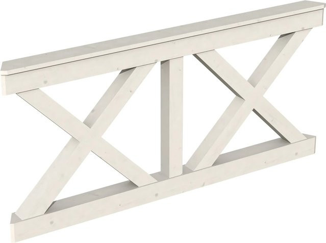 Skan Holz Brüstung Andreaskreuz aus Fichte in Weiß, B: 180 cm, H: 84 cm - Bild 1