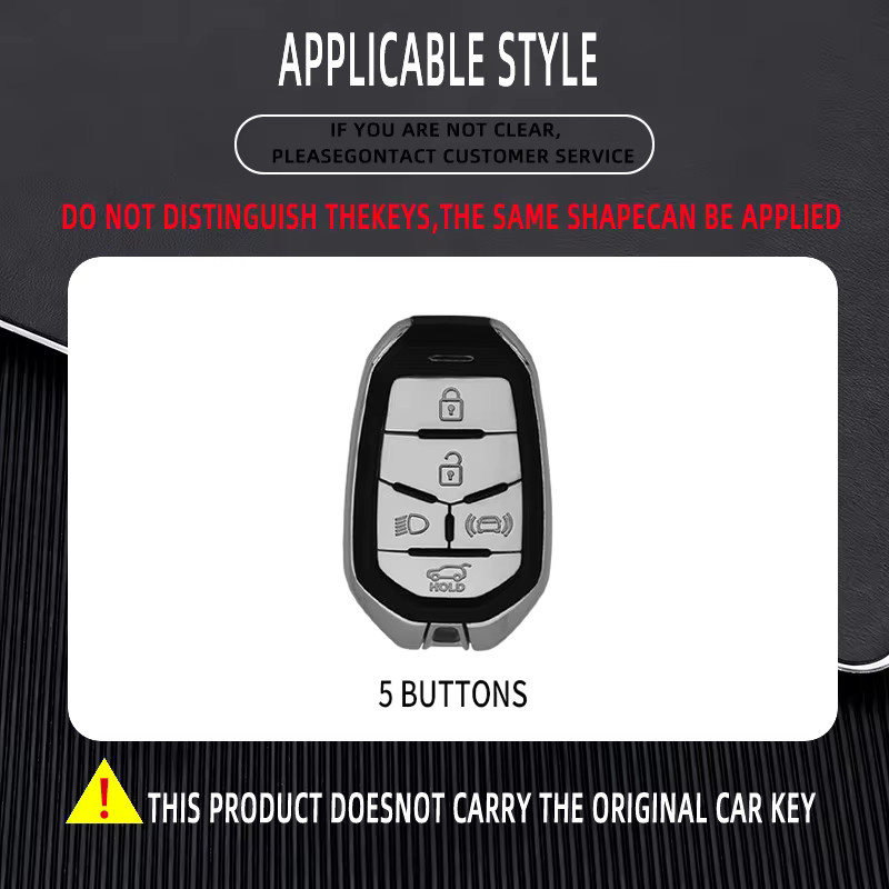 5-Tasten Smart Key Gehäuse mit Fernbedienung für SsangYong G4 Rexton 2020, Auto Shell Fob Abdeckung, Schwarz - Bild 2
