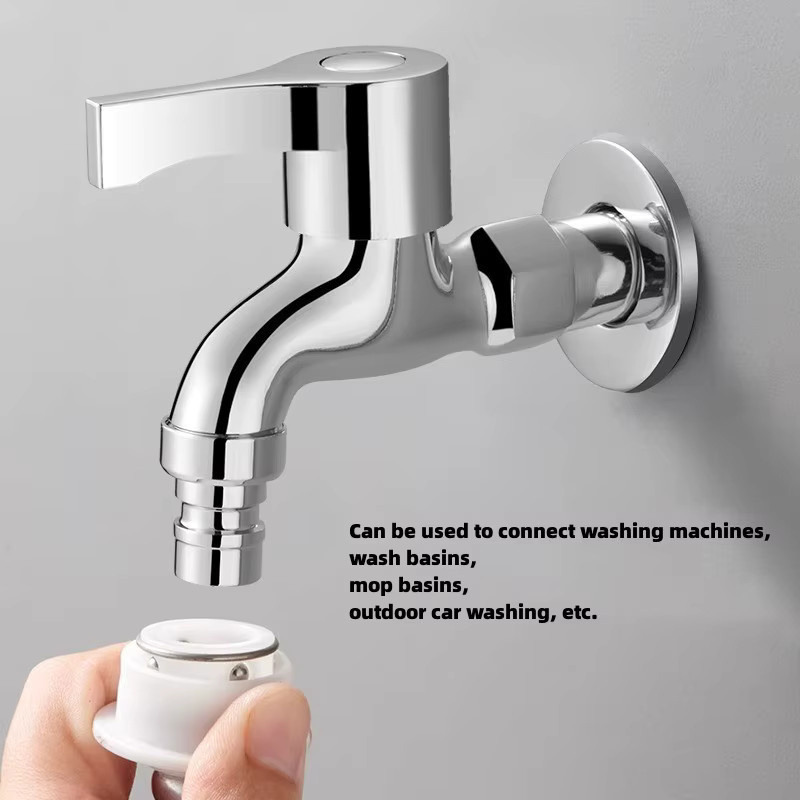 Multifunktionaler 4-Punkt-Waschmaschinen-Wasserhahn aus Messing mit Doppel-Ende für Bad und Mop-Pool in Gold oder Silber - Bild 2