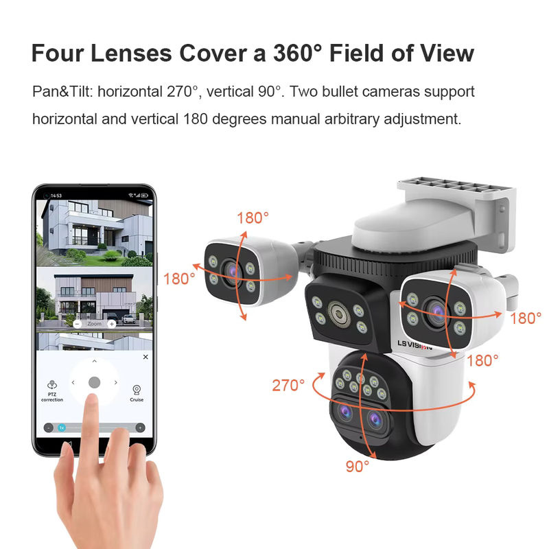 LS VISION 20MP WiFi IP Kamera mit 10X Zoom und vier Objektiven, Wireless Outdoor PTZ Überwachungskamera mit Auto Tracking in Weiß - Bild 6
