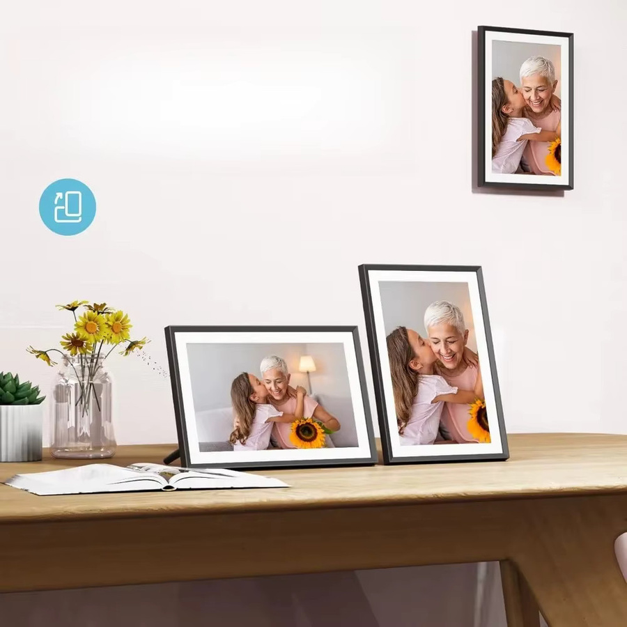Frameo Digitaler Bilderrahmen WLAN 10,1 Zoll IPS Touchscreen in Schwarz mit 32 GB Speicher für die Fernübertragung von Fotos und Videos inklusive Wetteranzeige - Bild 4
