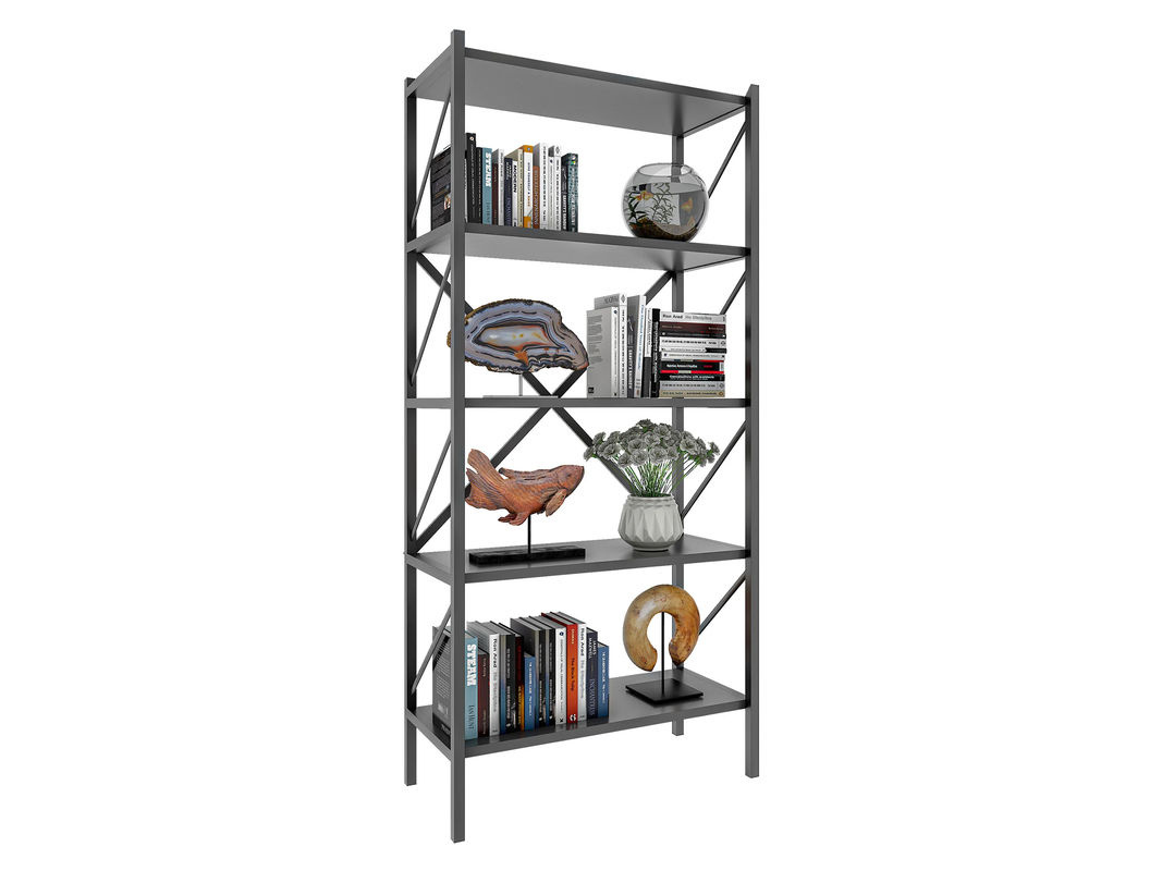 VCM Standregal Insasi aus Holz und Metall im Industrial Design, Anthrazit, B/T/H: 66 x 34 x 160 cm - Bild 3