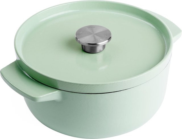 KitchenAid Bräter mit Deckel aus emailliertem Gusseisen, Rund, Hellgrün, Durchmesser: 22 cm, Volumen: 3,3 l - Bild 1