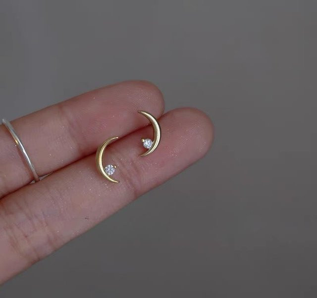 Lucky Star Jewelry Ohrstecker 925 Silber, Zirkonia, Damen, Mond - Bild 1