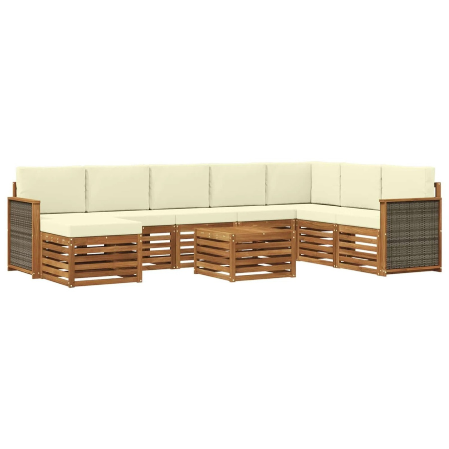 vidaXL Sofagarnitur aus Massivholz Akazie in Beige mit Latten-Design und Armlehnen - Bild 2