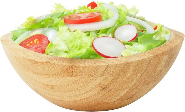 Relaxdays Salatschüssel aus Bambus in Natur/Braun, B/T/H: 25 x 23 x 10 cm - Bild 1