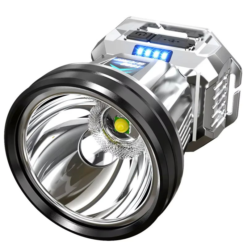 Heinast LED-Angelscheinwerfer mit Fern- und Abblendlicht, wiederaufladbare LED-Taschenlampe in Silber und Transparent - Bild 7