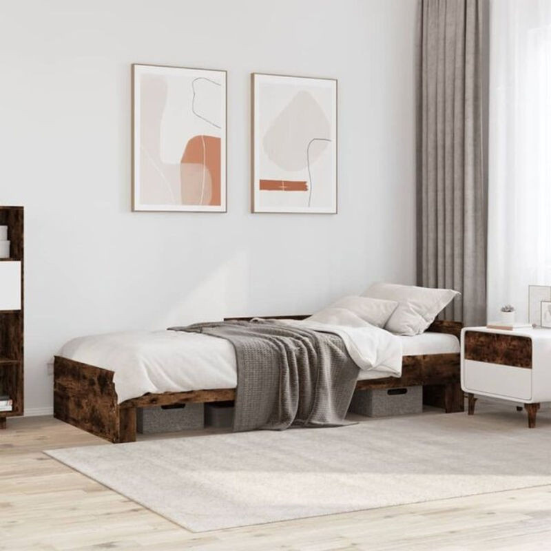 Vidaxl Einzelbett Bettgestell aus Holzwerkstoff in Braun, B/T: 100 x 200 cm - Bild 1