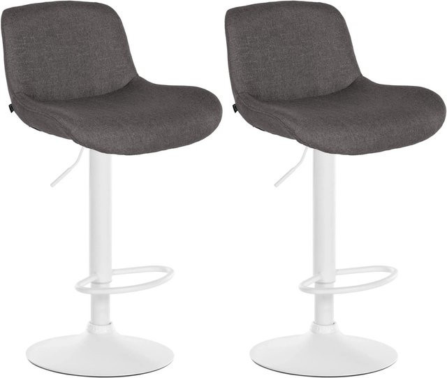 2er Set DELUKE Barhocker PONOR aus Samt in Dunkelgrau und Weiß, höhenverstellbare Tresenhocker mit Lehne und 360 Grad Drehsitz, B/T/H: 50 x 50 x 85 cm - Bild 1