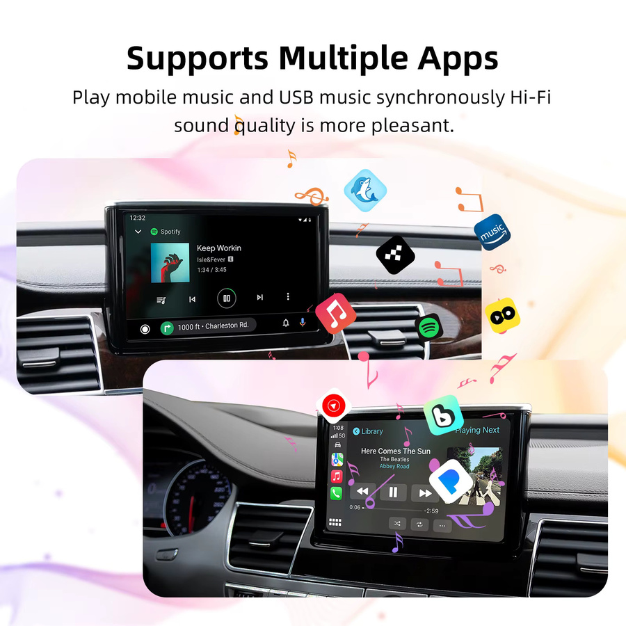 EzoneTronics OEM Bildschirm-Upgrade Decoderbox für Audi A8 2010–2017, MMI 3G mit CarPlay und Android Auto, Farbe: Schwarz, 6,5 Zoll - Bild 5
