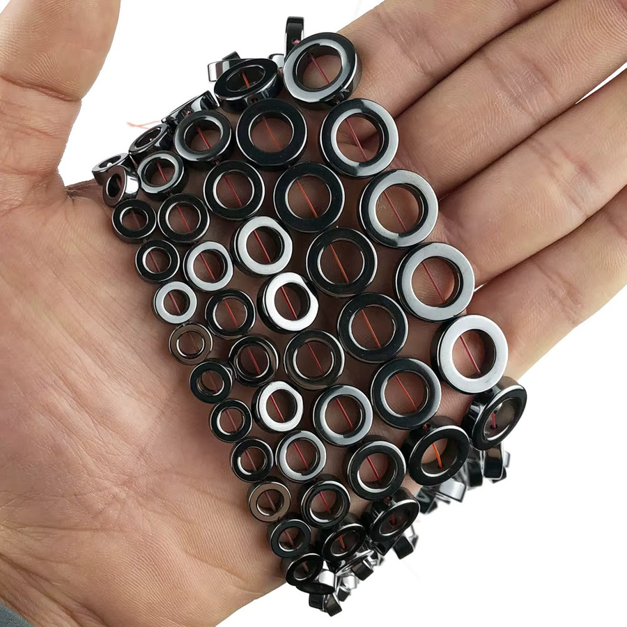 Jhnby Perlen, schwarze Hämatit, runde Naturstein Perlen - Bild 2