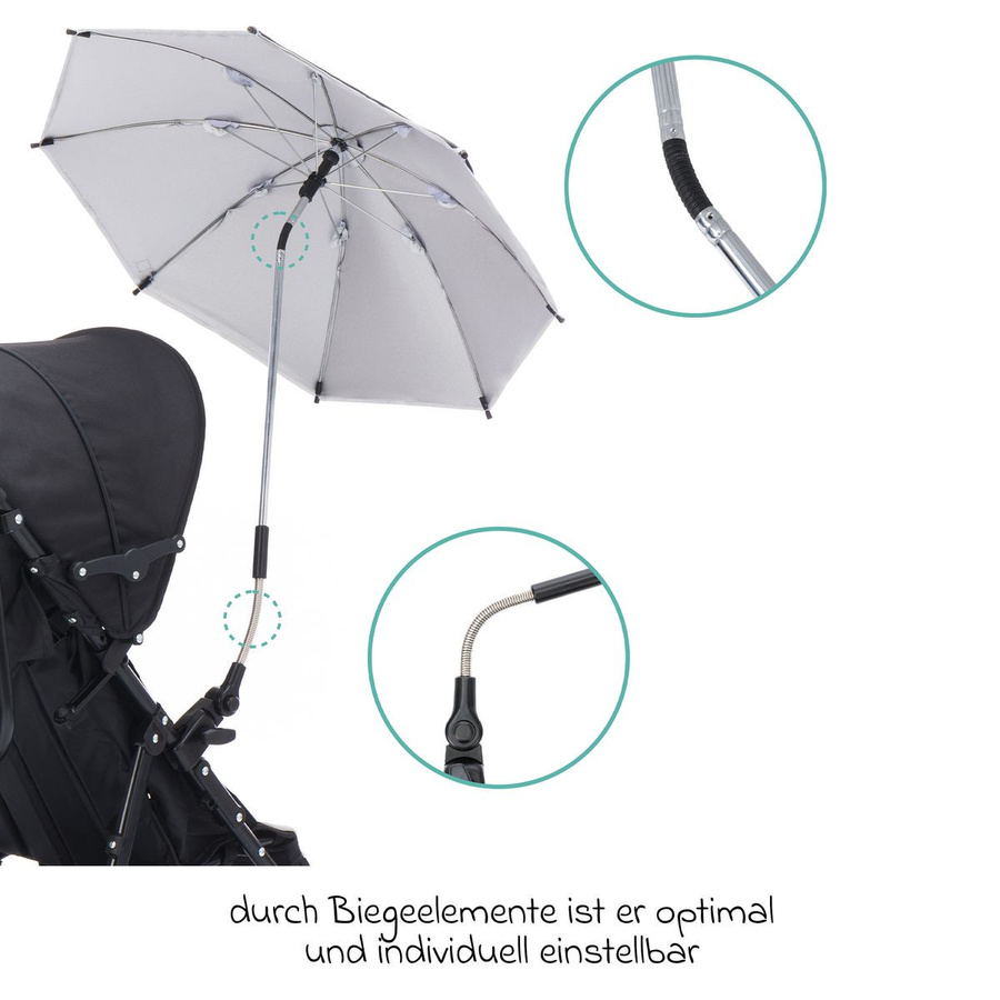 Fillikid Sonnenschirm Standard mit UV-Schutz 50+ und Universalhalterung in Schwarz - Bild 2