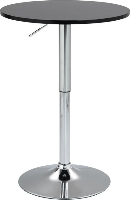 DELUKE 2in1 Stehtisch CHERI Höhenverstellbar, Rund, Durchmesser: 60 cm, Höhe: 106 cm, Metall, Schwarz-Silber - Bild 1