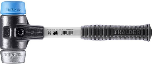 Halder Simplex Schonhammer TPE-soft mit Fiberglasstiel, Blau/Silber/Schwarz, Durchmesser: 50 mm - Bild 1