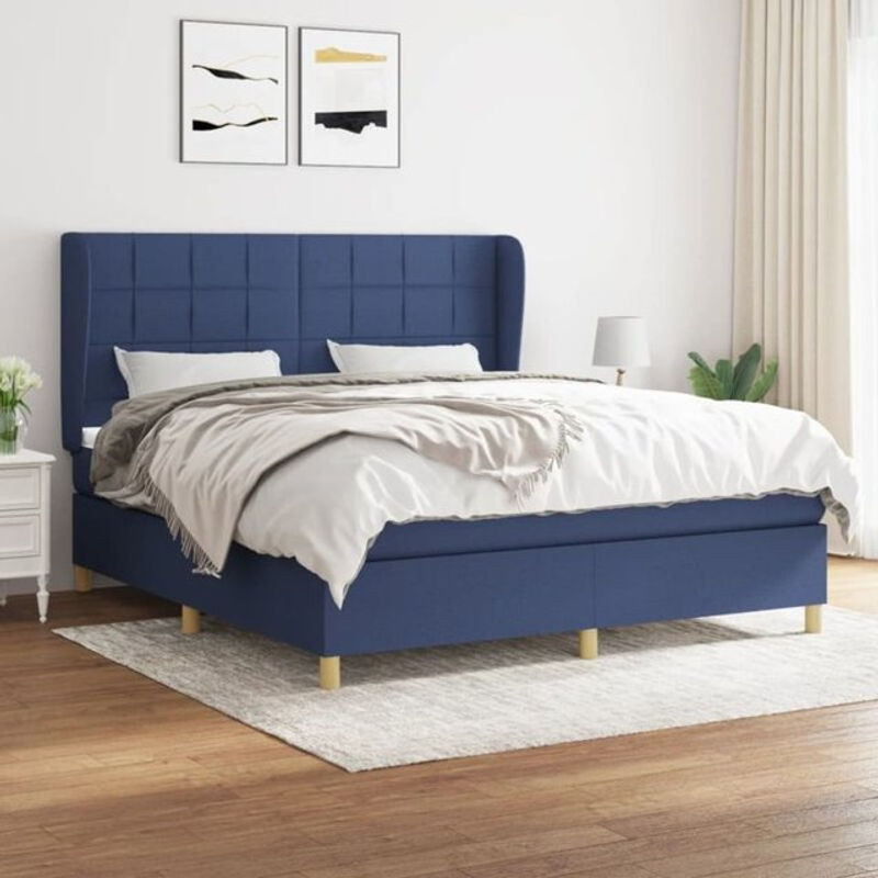 Vidaxl Boxspringbett mit Matratze aus Stoff in Blau, B/T/H: 180 x 200 cm - Bild 1