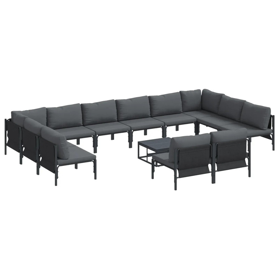 vidaXL Garten-Sofa-Set 13-teilig aus Stahl in Anthrazit mit Polstern und Armlehnen - Bild 2
