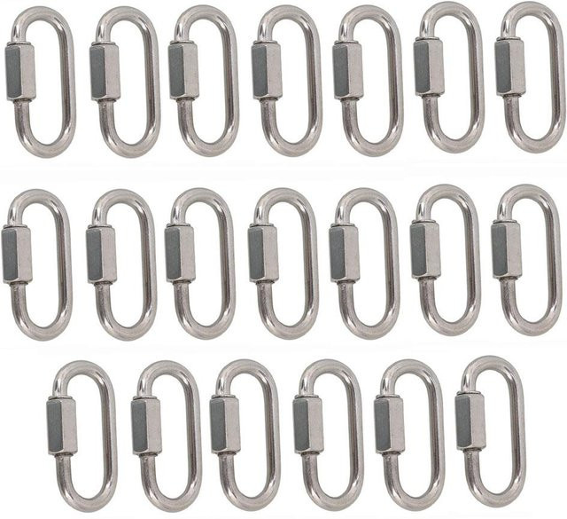 Binchi Outdoor Equipment Multifunktionaler Karabiner aus Edelstahl 304, ovaler Schnellverschluss mit Schraubverschluss, M3,5, 20 Stück, grau - Bild 1