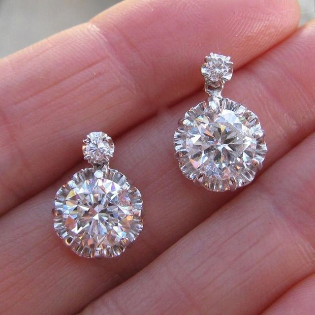 YIRAN Jewelry Hängeohrringe, Kupfer, Zirkonia, gray, Damen - Bild 1
