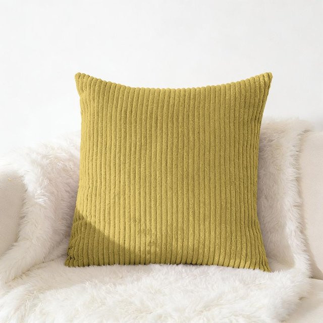 JMG Clothing Cord Kissenbezug aus weichem Plüsch-Flanell in Gelb für dein Sofa und Wohnzimmer - Bild 1