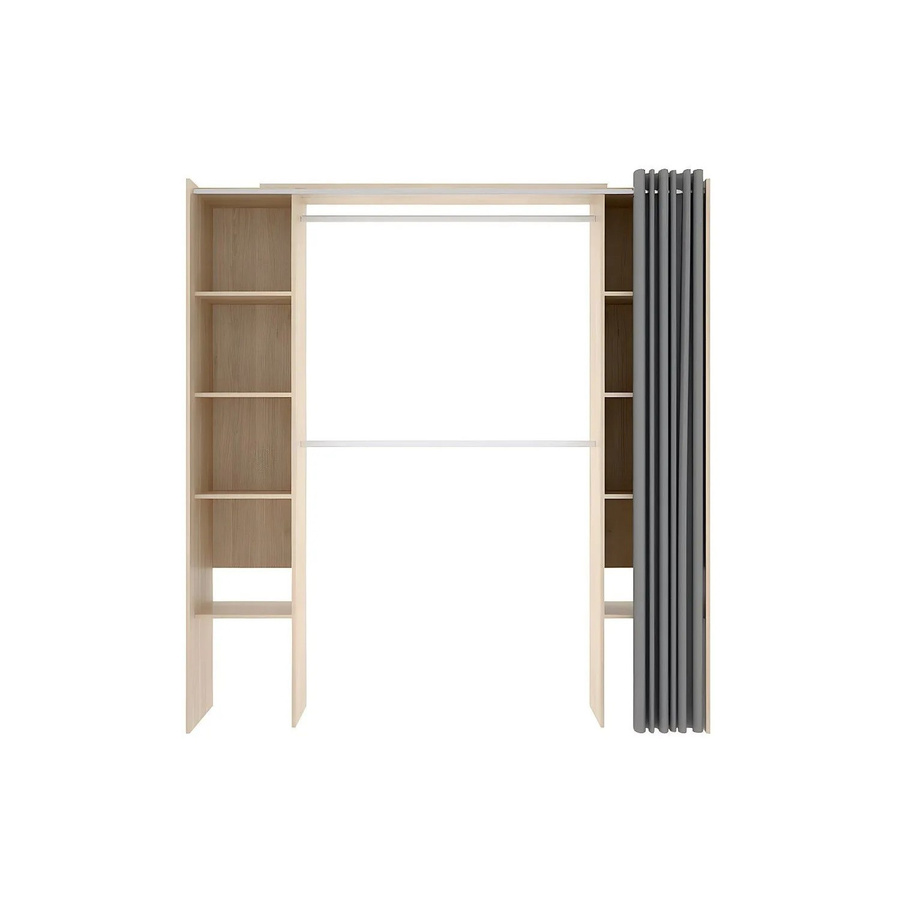 Offener Kleiderschrank Dorian von Vente-unique in Eiche Natur und Grau, Breite: 110 cm, Höhe: 180 cm - Bild 2